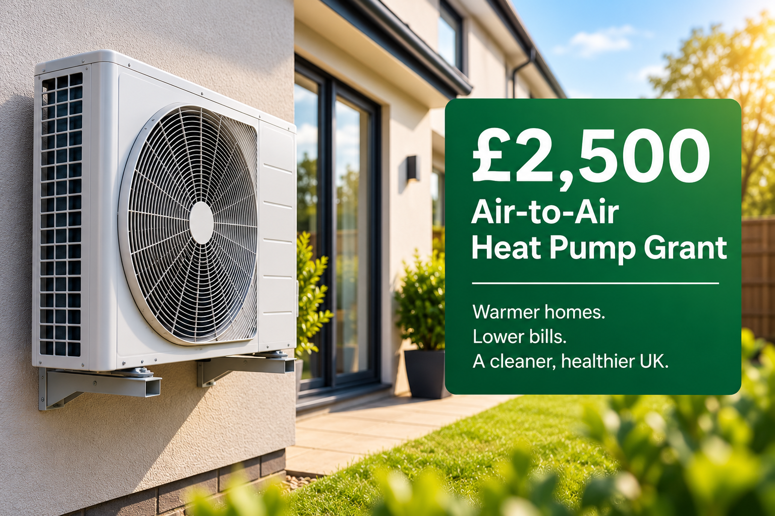 £2,500 air-to-air heat pump grant for eligible UK homes in 2026